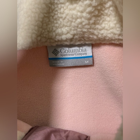 Columbia Sherpa Fleece Pullover Sz Medium Chalk Pink Teddy Snap Relaxed Fit NWT - Picture 6 of 11
